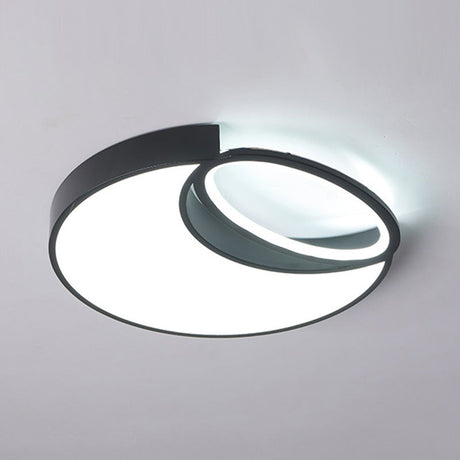 Waxing Moon & Oval Minimalist Led Flush Light - 18/22 Wide Acrylic Black Ceiling Flushmount Lamp In