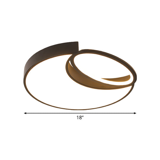 Waxing Moon & Oval Minimalist Led Flush Light - 18’/22’ Wide Acrylic Black Ceiling Flushmount