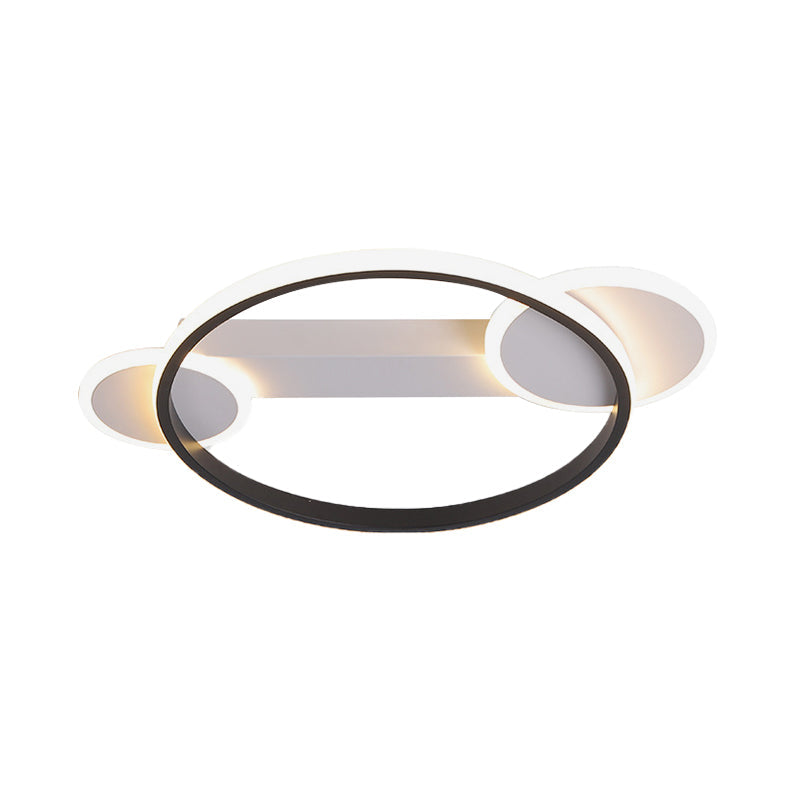 Modern Black-White Hoop Silica Gel Ceiling Light - 16.5’/20.5’ Diameter Led Flush Mount With
