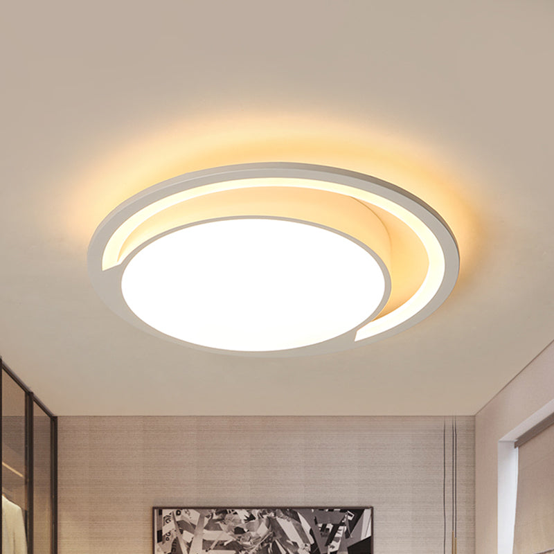 Minimalist White Acrylic Led Ceiling Light - 16’/19.5’ Wide Flush-Mount Fixture With Handgrip