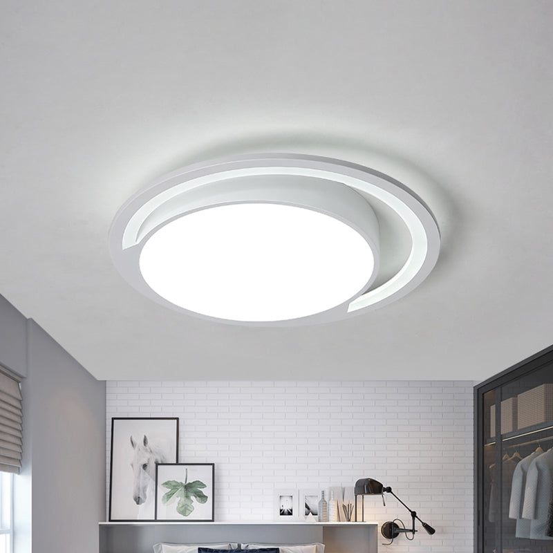 Minimalist White Acrylic Led Ceiling Light - 16’/19.5’ Wide Flush-Mount Fixture With Handgrip