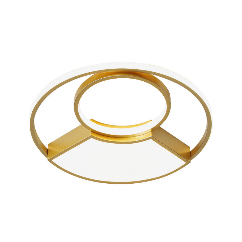 Modern Geometric Acrylic Flush Mount Led Ceiling Light Gold Finish In Warm/White 18/22 Width