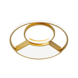 Modern Geometric Acrylic Flush Mount Led Ceiling Light Gold Finish In Warm/White 18/22 Width