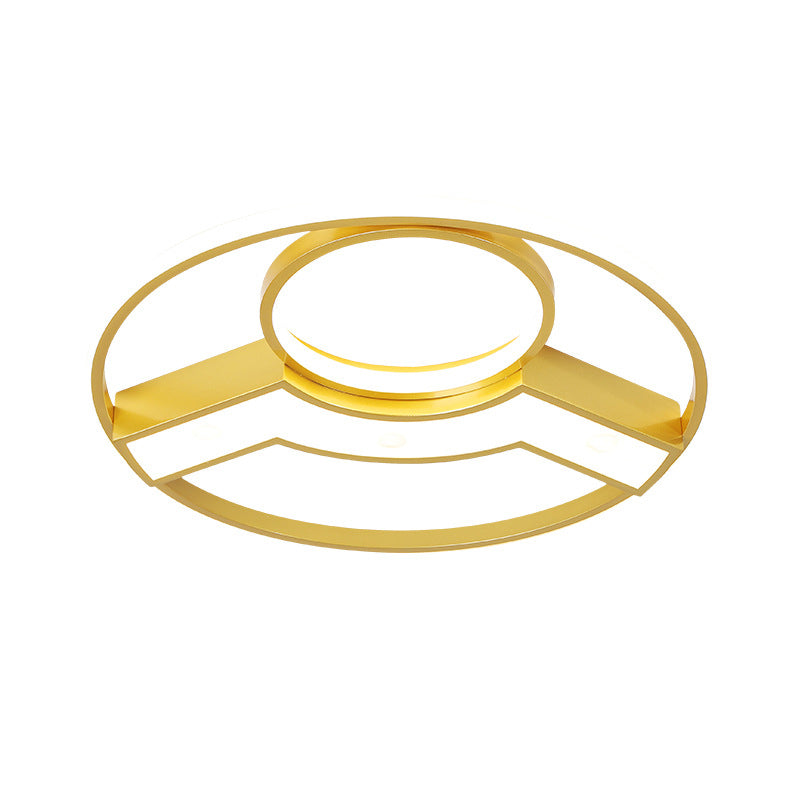 Golden Hoop Led Ceiling Light - Modern Creative Acrylic Flush Mount Warm/White Light