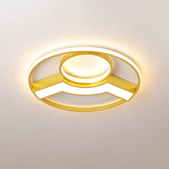 Golden Hoop Led Ceiling Light - Modern Creative Acrylic Flush Mount Warm/White Light
