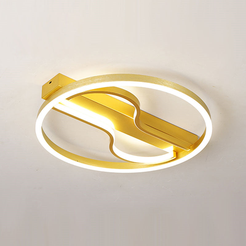 Modern Swirl Led Ceiling Lamp In Gold - 16’/19.5’ With Warm/White Light For Bedroom