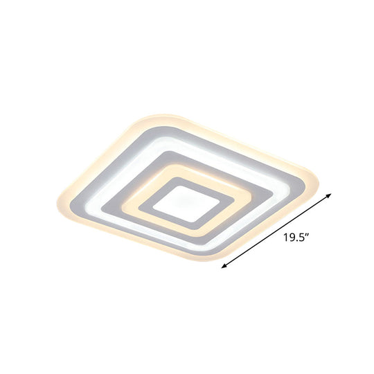 Nordic Style Square Acrylic Ceiling Lamp - 4 - Layer Design With 19.5’/35.5’ W Led Flush Light