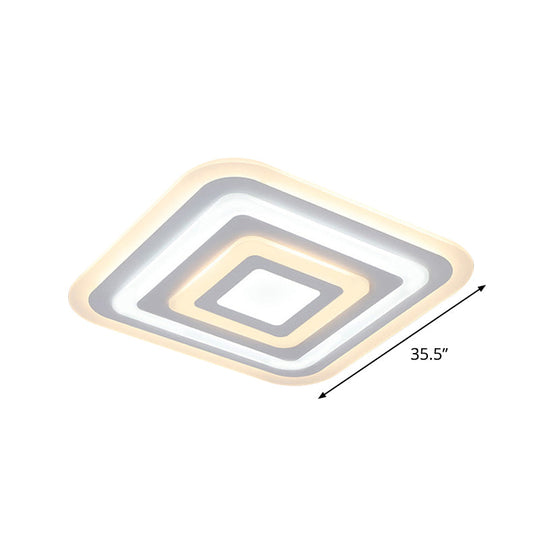 Nordic Style Square Acrylic Ceiling Lamp - 4 - Layer Design With 19.5’/35.5’ W Led Flush Light
