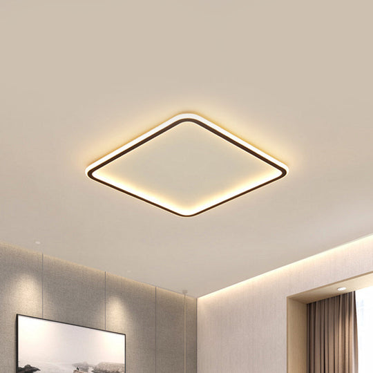 Minimalist Black Aluminum Led Ceiling Lamp In 3 Sizes: Slim Flush Mount For Stylish Bedroom