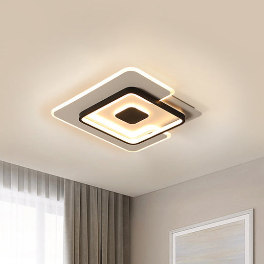 Modern 2 - Layer Led Ceiling Light In Black And White Sizes 18’/21.5’ For Bedroom Flushmount