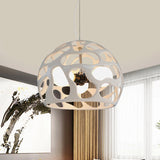 Modern Resin Cutout Dome Pendant Light - White/Red Chandelier For Kitchen Dining Area