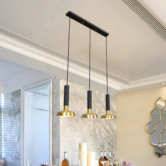 Modern Torch Multi-Pendant Metal Kitchen Bar Light - 3-Light Suspension In White/Black-Gold