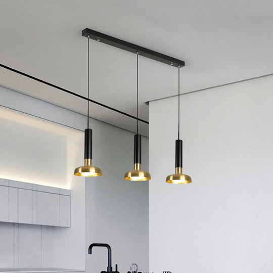 Mid Century 3-Light Torch Multi-Pendant Metal Kitchen Bar Suspension Light - White/Black-Gold
