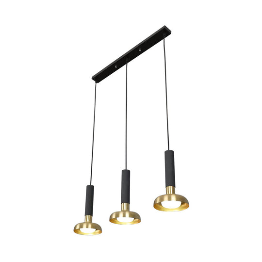 Mid Century 3-Light Torch Multi-Pendant Metal Kitchen Bar Suspension Light - White/Black-Gold