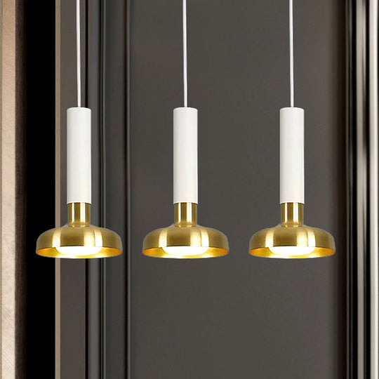 Modern Torch Multi-Pendant Metal Kitchen Bar Light - 3-Light Suspension In White/Black-Gold