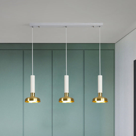 Modern Torch Multi-Pendant Metal Kitchen Bar Light - 3-Light Suspension In White/Black-Gold