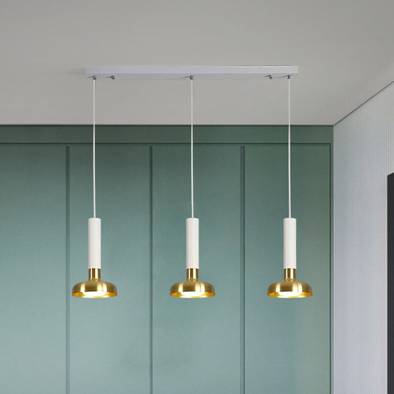 Mid Century 3-Light Torch Multi-Pendant Metal Kitchen Bar Suspension Light - White/Black-Gold