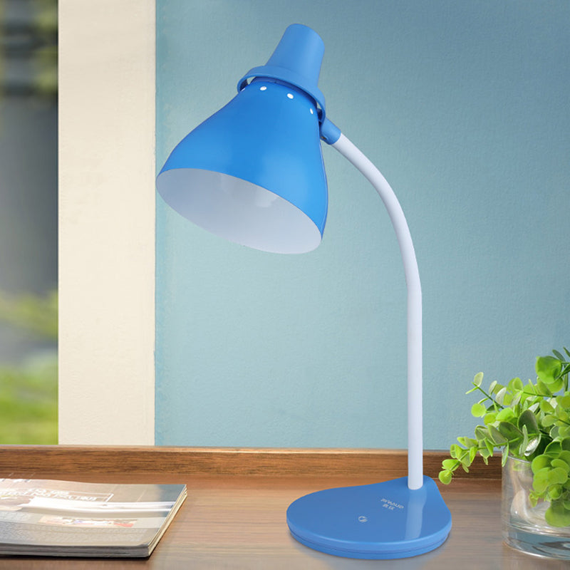 Sarah - Bendable Horn Iron Reading Light Macaron 1 Blue Desk Lamp With Touch Dimmer Switch