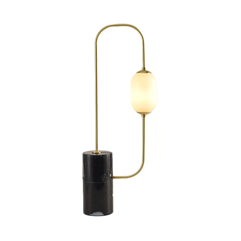Circuit Nightstand Lamp Designer Matte Glass Single Black And Gold Table Lighting With Cylinder