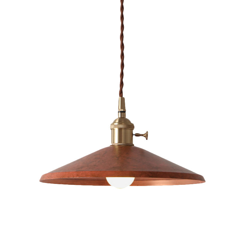 Rustic 1-Light Hanging Pendant Lamp In Blue/Red/Silver For Dining Room - Saucer Shade Iron Design