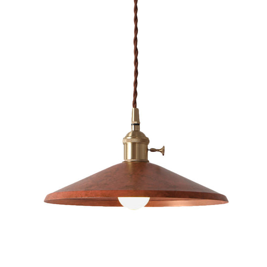 Rustic 1-Light Hanging Pendant Lamp In Blue/Red/Silver For Dining Room - Saucer Shade Iron Design