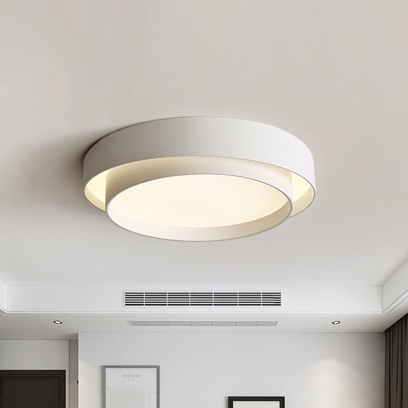 Simple Led Flush Mount Acrylic White/Black Circle Ceiling Light Fixture – 16’/19.5’ Wide