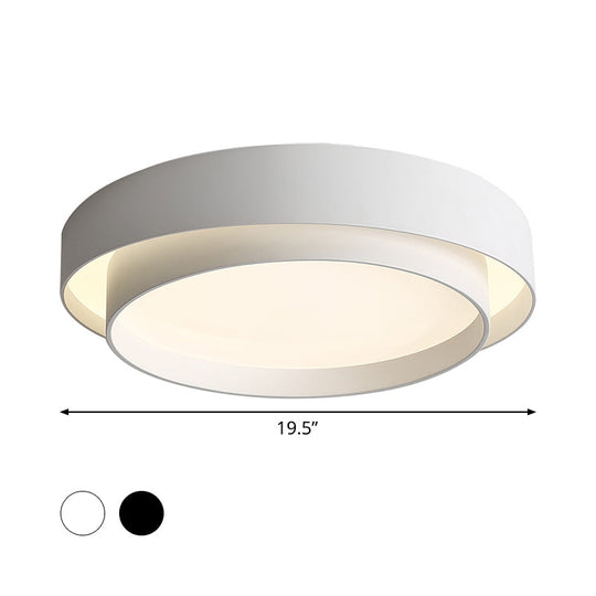 Simple Led Flush Mount Acrylic White/Black Circle Ceiling Light Fixture – 16’/19.5’ Wide