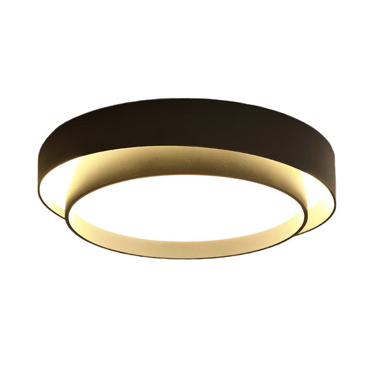 Simple Led Flush Mount Acrylic White/Black Circle Ceiling Light Fixture – 16’/19.5’ Wide