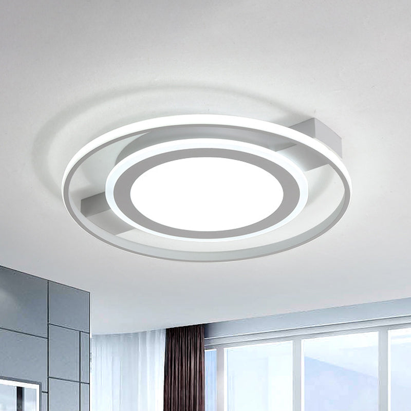 Minimalist White Acrylic Flush Mount Ceiling Lamp - 18/21.5 Wide Led Light Fixture With Warm/White