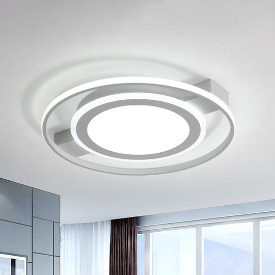 Minimalist White Acrylic Flush Mount Ceiling Lamp - 18/21.5 Wide Led Light Fixture With Warm/White