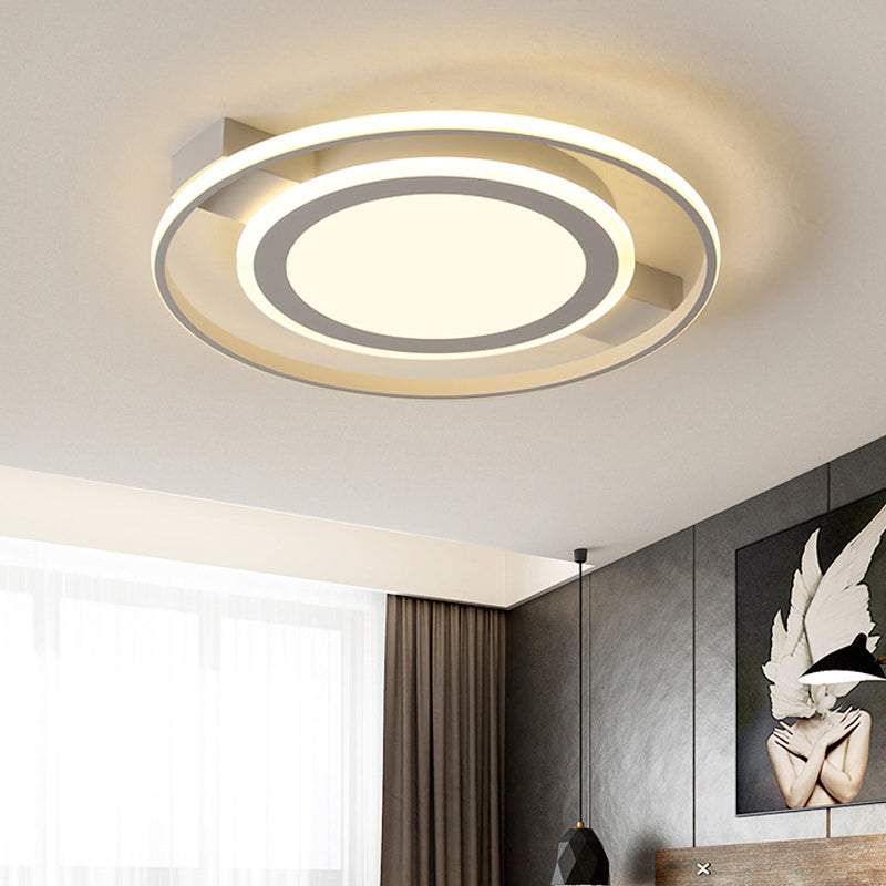 Minimalist White Acrylic Flush Mount Ceiling Lamp - 18/21.5 Wide Led Light Fixture With Warm/White