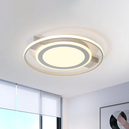 Minimalist White Acrylic Flush Mount Ceiling Lamp - 18’/21.5’ Wide Led Light Fixture With