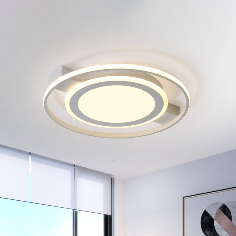 Minimalist White Acrylic Flush Mount Ceiling Lamp - 18/21.5 Wide Led Light Fixture With Warm/White