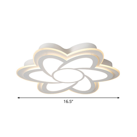 16.5’/20.5’ Flower Led Ceiling Lamp - Modernist Acrylic White Flush Mount For Office Lighting