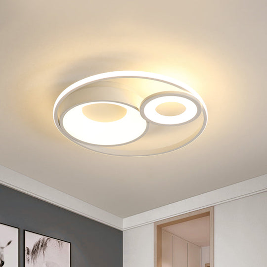 Metallic Nordic Led Flush Mount Ceiling Light - 3 Circles 16/19.5 Wide Warm/White (Black/White)