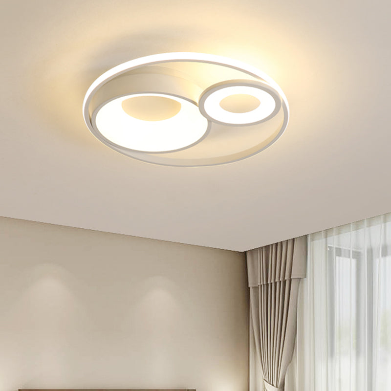 Metallic Nordic Led Flush Mount Ceiling Light - 3 Circles 16/19.5 Wide Warm/White (Black/White)