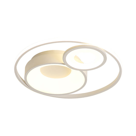 Metallic Nordic Led Flush Mount Ceiling Light - 3 Circles 16’/19.5’ Wide Warm/White (Black/White)