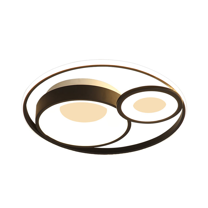 Metallic Nordic Led Flush Mount Ceiling Light - 3 Circles 16/19.5 Wide Warm/White (Black/White)