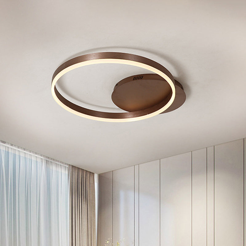 Modern Led Circle Flushmount Ceiling Light - Minimalist Aluminum Coffee Warm/White 12’/16’/8’