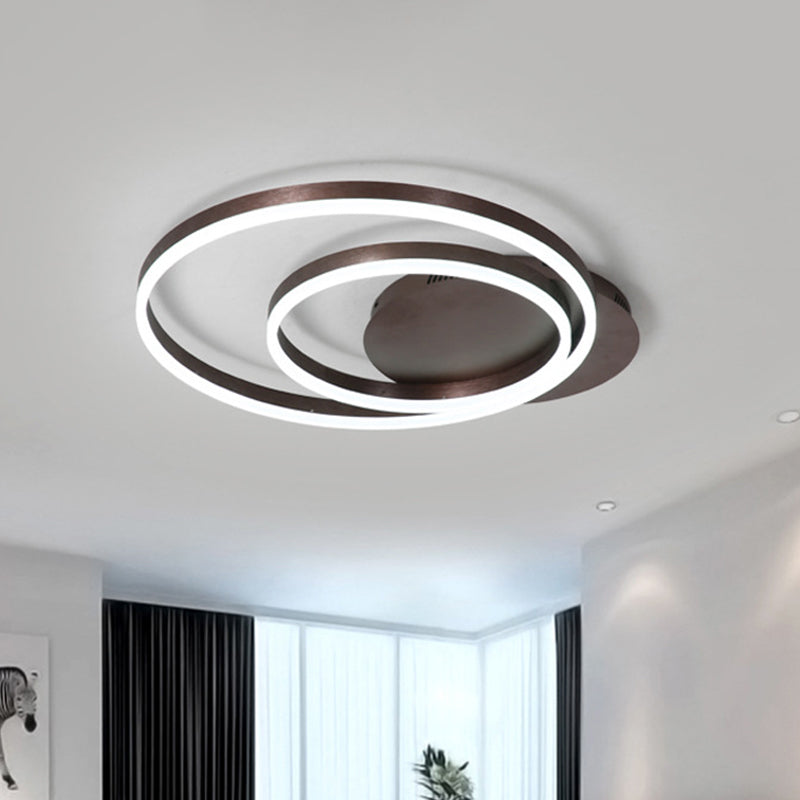 Modern Led Circle Flushmount Ceiling Light - Minimalist Aluminum Coffee Warm/White 12’/16’/8’
