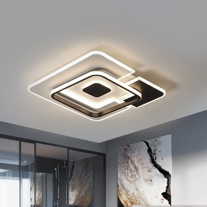 Modern Acrylic Black And White Patchwork Ceiling Lamp - Led Flush Mount Black-White / 18 Warm