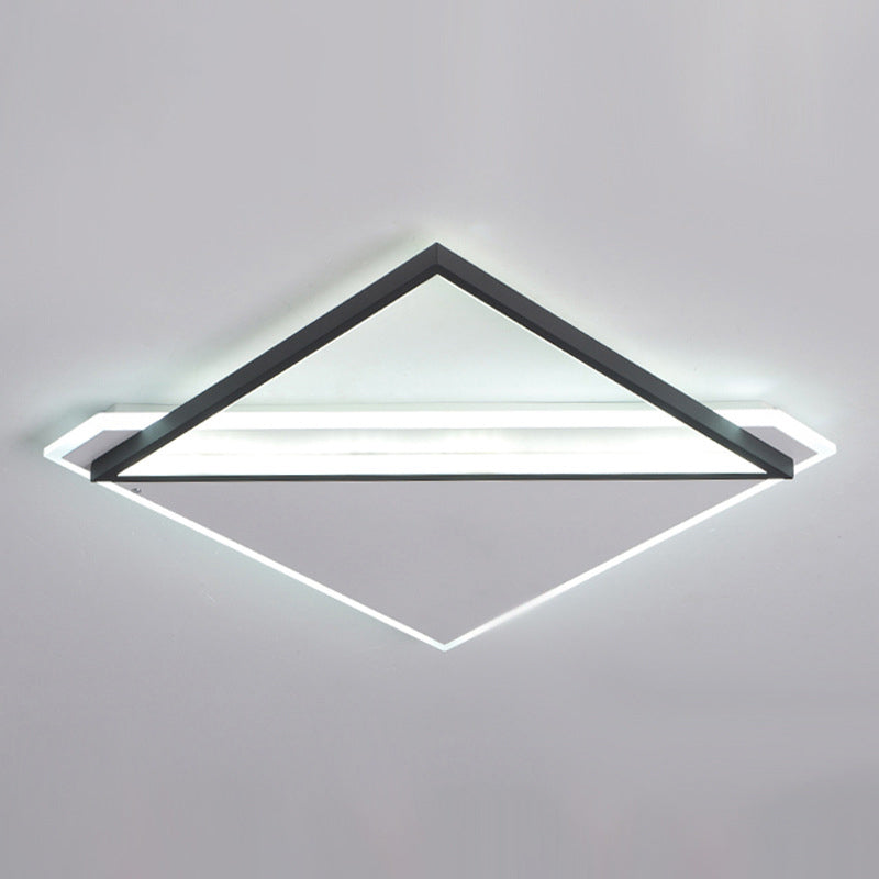 Minimalist Rhombus Flushmount Led Ceiling Light In Black - White 16.5’/20.5’ Wide