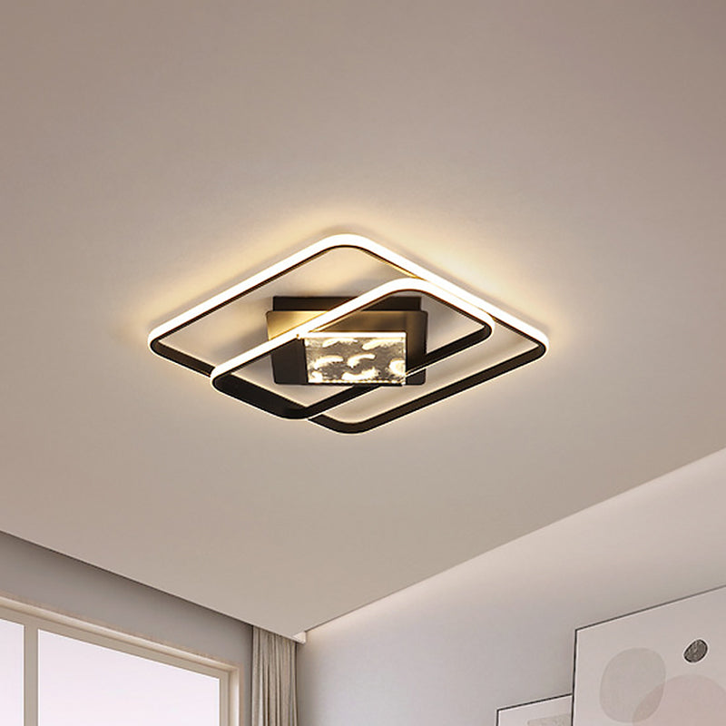 Modern Aluminum Led Ceiling Lamp - Sleek Rectangle Design For Bedroom 18’/21.5’ Width