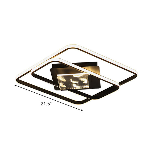 Modern Aluminum Led Ceiling Lamp - Sleek Rectangle Design For Bedroom 18’/21.5’ Width