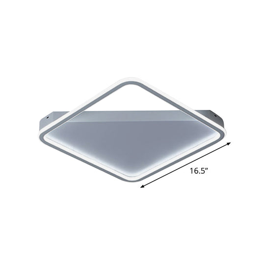 Sleek Square Hoop Ceiling Flush Led Lighting For Bedroom - 16.5’/22’ Wide Iron Mount With