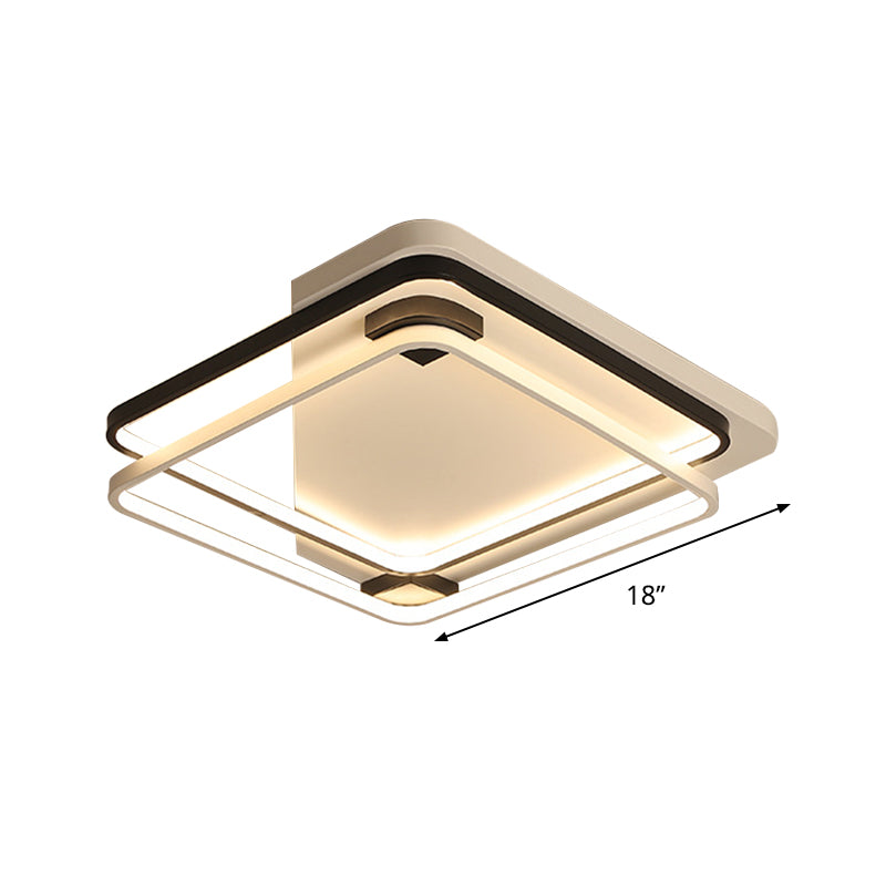 Minimalist Silica Gel Led Ceiling Lamp With Dual Square Ring Design In Warm/White Light -