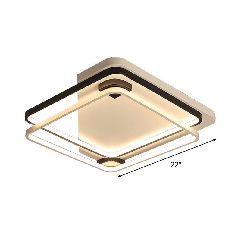 Minimalist Silica Gel Led Ceiling Lamp With Dual Square Ring Design In Warm/White Light -