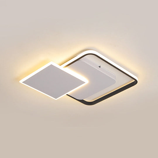 Modern Strewed Design Square Flush Led Ceiling Light For Bedroom - 18’/24.5’ Warm/White Black -
