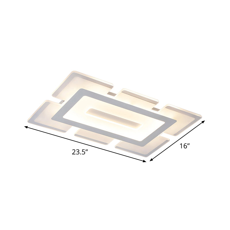 Modern Acrylic Ultrathin Rectangle Ceiling Lamp - 23.5’/35.5’ Long Led Flush Mount Warm/White