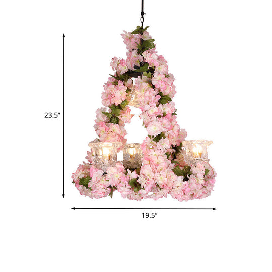 Black Floral Glass Pendant Chandelier For Restaurant Or Loft